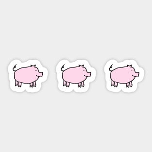 Three Cute Pink Pigs Right Sticker